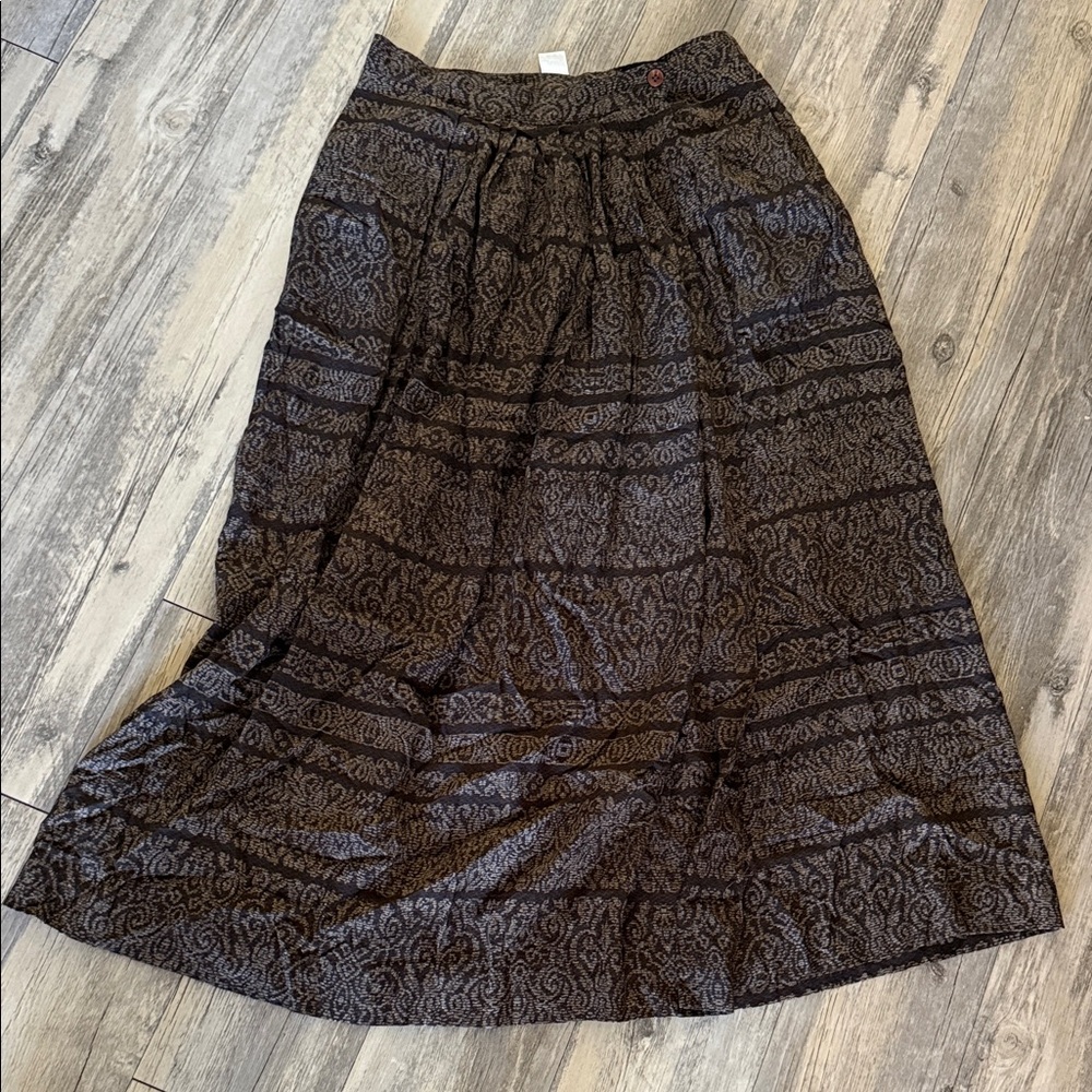 Jones New York Black and Brown Patterned Maxi Skirt